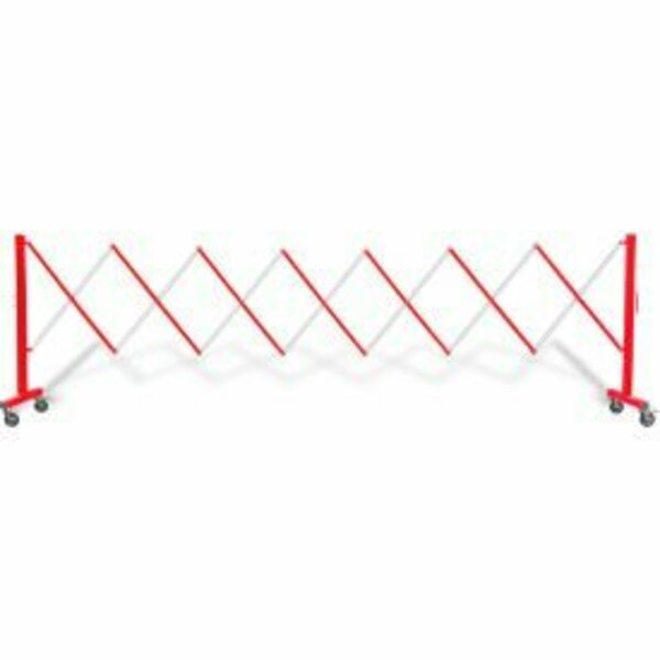 Queue Solutions Flexpro 110 Expanding Steel/Aluminum Barricade, Red/White, 37in H X 11.5' L,  FPA110RW